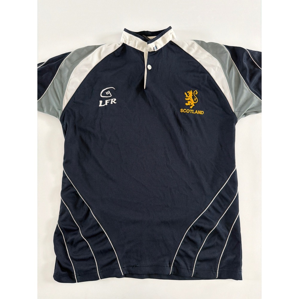 Live For Rugby Scotland Jersey Navy Blue Mesh Performance Shirt Mens Medium LFR